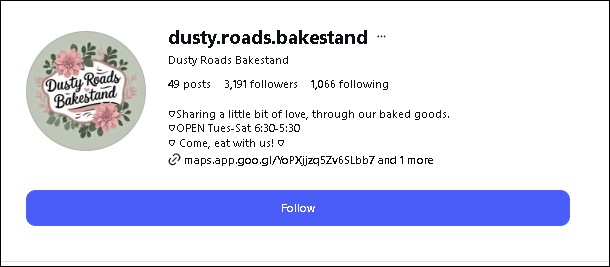 Dusty Roads Bake Stand Instagram - Orchidland